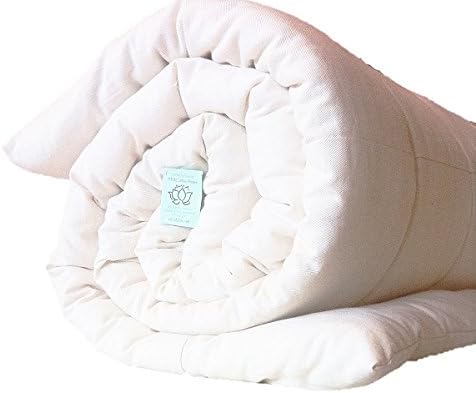 90 X 90 White Lotus Home Organic Cotton Mattress Topper with 100% Organic Twill Outer Case, Off White